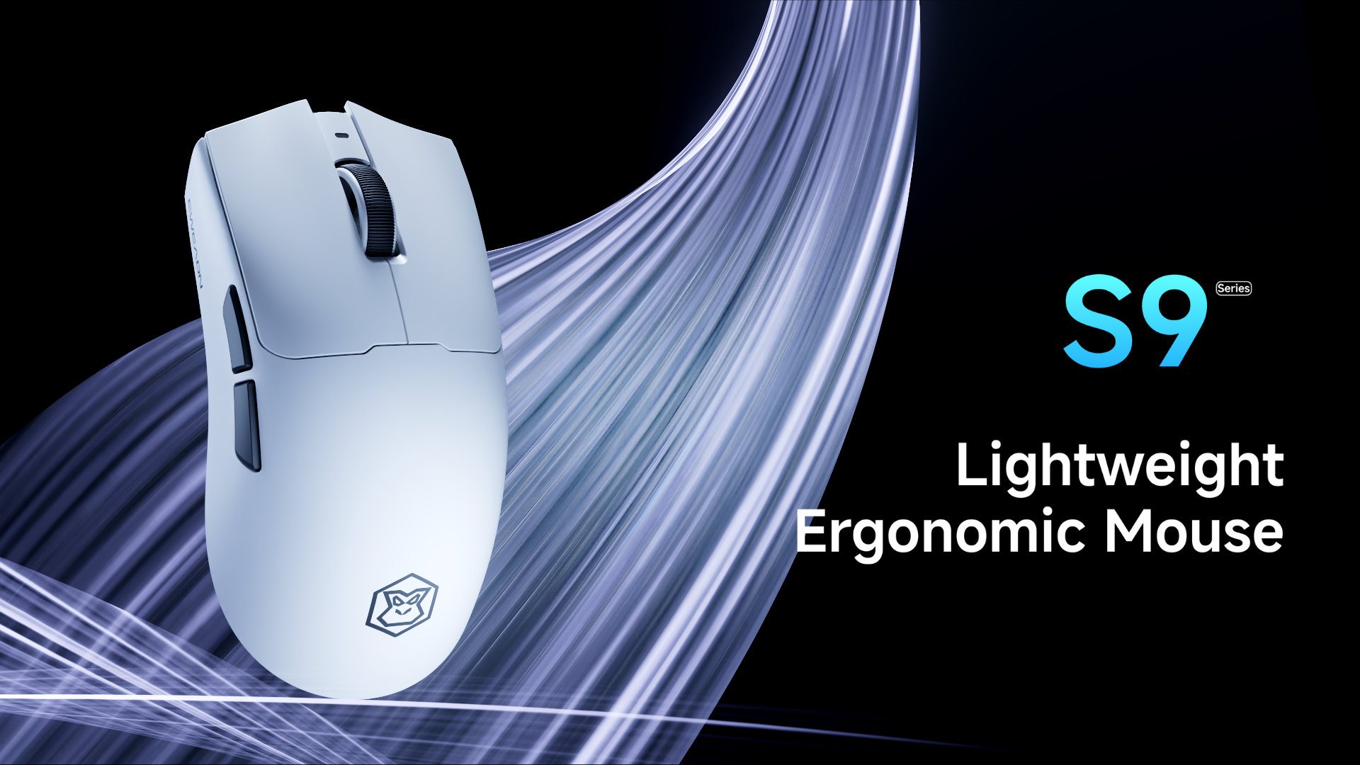 "EWEADN S9 lightweight gaming mouse for medium to large hands, showcasing the advanced PAW 3395/3950 sensor for smooth, precise tracking."